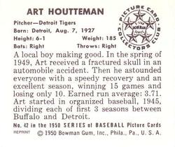 1986 Card Collectors 1950 Bowman (Reprint) #42 Art Houtteman Back