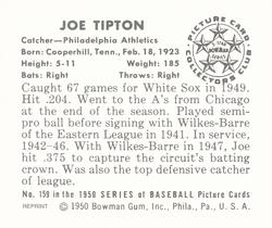 1986 Card Collectors 1950 Bowman (Reprint) #159 Joe Tipton Back