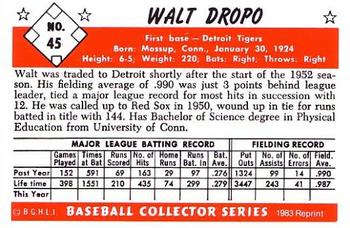 1983 Card Collectors 1953 Bowman Color Reprint #45 Walt Dropo Back