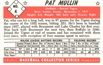 1983 Card Collectors 1953 Bowman Black & White Reprint #4 Pat Mullin Back