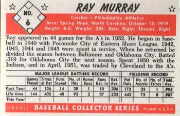 1983 Card Collectors 1953 Bowman Black & White Reprint #6 Ray Murray Back