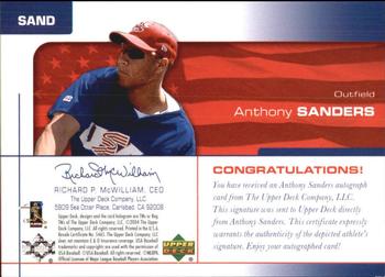 2004 Upper Deck USA 25th Anniversary - Signatures Black Ink #SAND Anthony Sanders Back