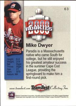 2000 Team Best Rookies #63 Mike Paradis Back