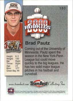 2000 Team Best Rookies #180 Brad Pautz Back