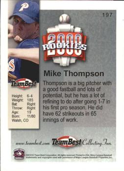 2000 Team Best Rookies #197 Mike Thompson Back