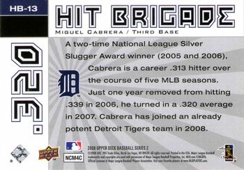 2008 Upper Deck - Hit Brigade #HB-13 Miguel Cabrera Back