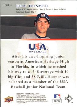 2008 Upper Deck - USA Junior National Team #USJR-1 Eric Hosmer Back