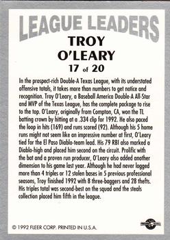 1992-93 Fleer Excel - League Leaders #17 Troy O'Leary Back