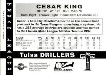 1998 Grandstand Texas League Top Prospects #NNO Cesar King Back