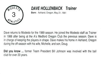 1989 Chong Modesto A's #3 Dave Hollenback Back