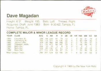 1989 Kahn's New York Mets #NNO Dave Magadan Back