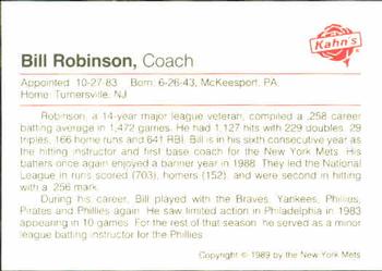1989 Kahn's New York Mets #NNO Bill Robinson Back