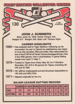 1981 Donruss #130 Champ Summers Back