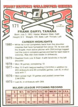 1981 Donruss #171 Frank Tanana Back