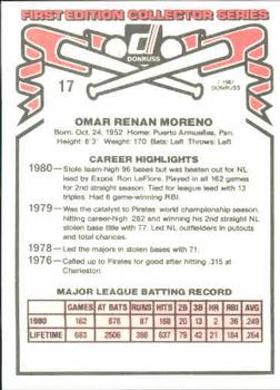 1981 Donruss #17 Omar Moreno Back
