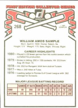 1981 Donruss #268 Billy Sample Back