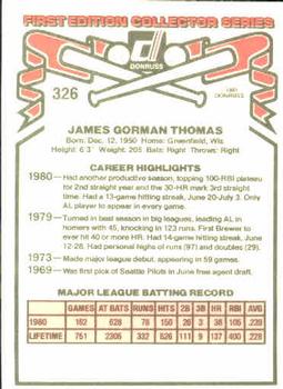 1981 Donruss #326 Gorman Thomas Back