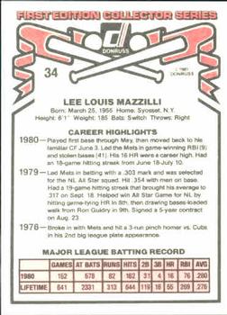 1981 Donruss #34 Lee Mazzilli Back