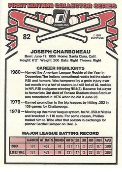 1981 Donruss #82 Joe Charboneau Back