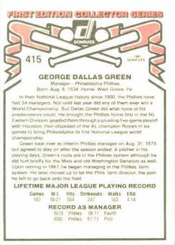 1981 Donruss #415 Dallas Green Back