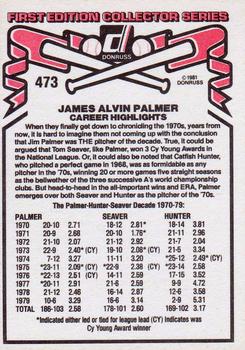 1981 Donruss #473 Jim Palmer Back