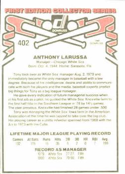 1981 Donruss #402 Tony LaRussa Back
