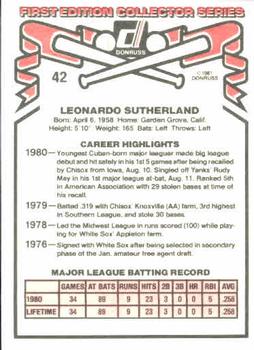 1981 Donruss #42 Leo Sutherland Back