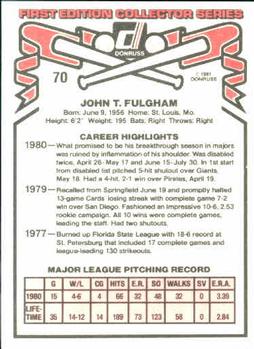 1981 Donruss #70 John Fulgham Back