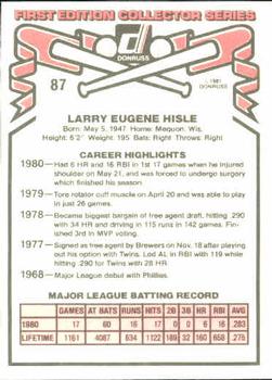 1981 Donruss #87 Larry Hisle Back