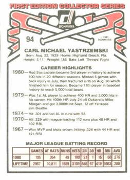 1981 Donruss #94 Carl Yastrzemski Back