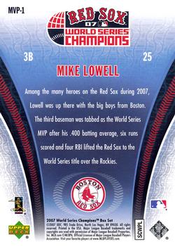 2007 Upper Deck World Series Champions Boston Red Sox #MVP-1 Mike Lowell Back