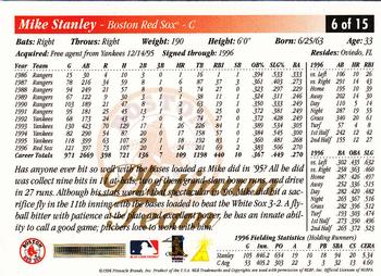 1997 Score Boston Red Sox - Platinum Team #6 Mike Stanley Back