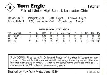 1989 Little Sun High School Prospects #3 Tom Engle Back