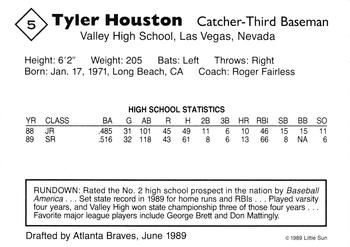 1989 Little Sun High School Prospects #5 Tyler Houston Back