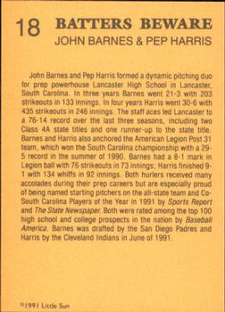 1991 Little Sun High School Prospects #18 Jon Barnes / Pep Harris Back