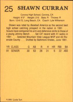 1991 Little Sun High School Prospects #25 Shawn Curran Back