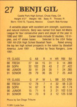 1991 Little Sun High School Prospects #27 Benji Gil Back