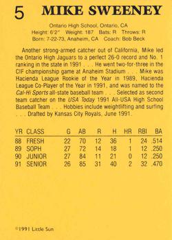 1991 Little Sun High School Prospects Gold #5 Mike Sweeney Back