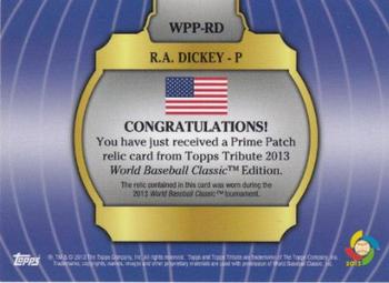 2013 Topps Tribute WBC - Prime Patches Green #WPP-RD R.A. Dickey Back