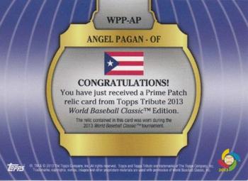 2013 Topps Tribute WBC - Prime Patches Orange #WPP-AP Angel Pagan Back