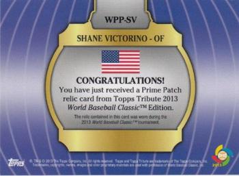 2013 Topps Tribute WBC - Prime Patches Orange #WPP-SV Shane Victorino Back