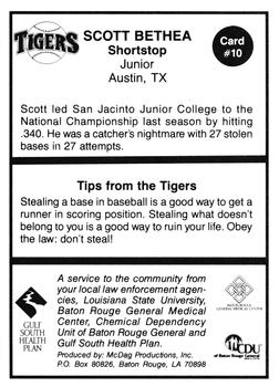 1990 LSU Tigers #10 Scott Bethea Back
