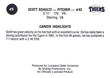 1992 LSU Tigers #6 Scott Schultz Back