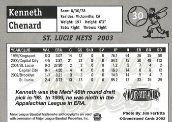 2003 Grandstand St. Lucie Mets Update #3 Kenneth Chenard Back