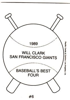 1989 Pacific Cards & Comics Baseball's Best Four (unlicensed) #6 Will Clark Back