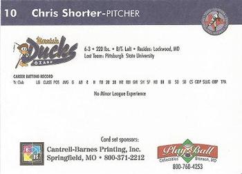 1999 Play Ball Ozark Mountain Ducks #10 Chris Shorter Back