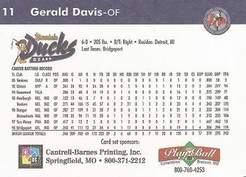 1999 Play Ball Ozark Mountain Ducks #11 Gerald Davis Back