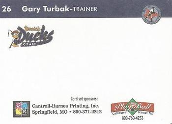 1999 Play Ball Ozark Mountain Ducks #26 Gary Turbak Back