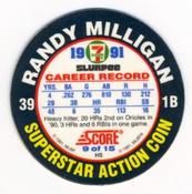 1991 Score 7-Eleven Superstar Action Coins: Atlantic Region #9 HS Randy Milligan Back
