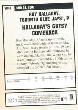 2008 Topps - Year in Review #YR61 Roy Halladay Back